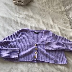 Urban outfitters purple buttoned cropped fuzzy sweater, size large
